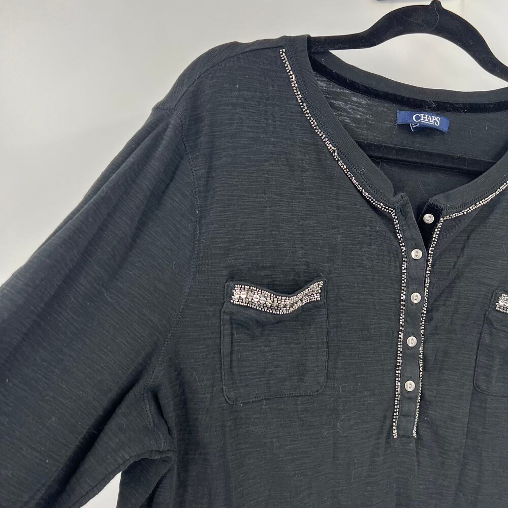 Chaps Thermal‎ Style Long Sleeve Casual Shirt Sequin Embellished Women's 3XL - Picture 8 of 12